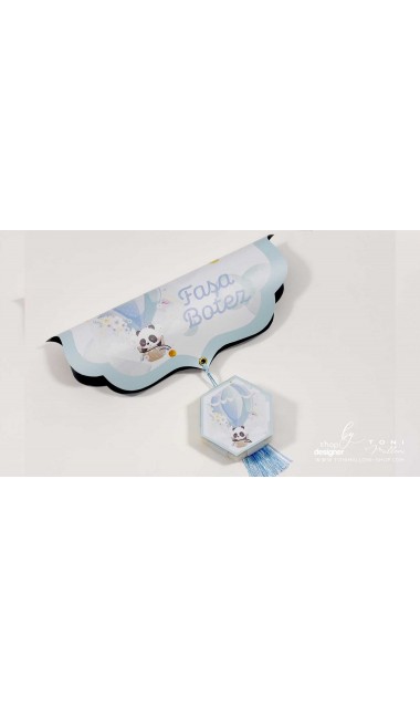Trusou de botez cu ursuletul Panda ursul polar si baloane de aer cald Panda 13